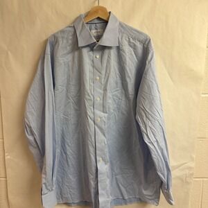 Eton Classic Fit Light Blue Dress Button Shirt Casual Mens 46 18 Long Sleeve